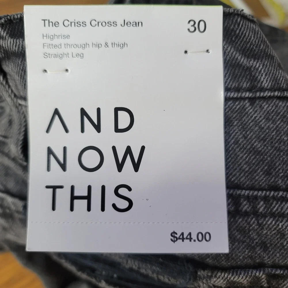 And Now this Criss Cross Womens Jeans SZ 30 Black Distressed Y2K Grunge Barncore